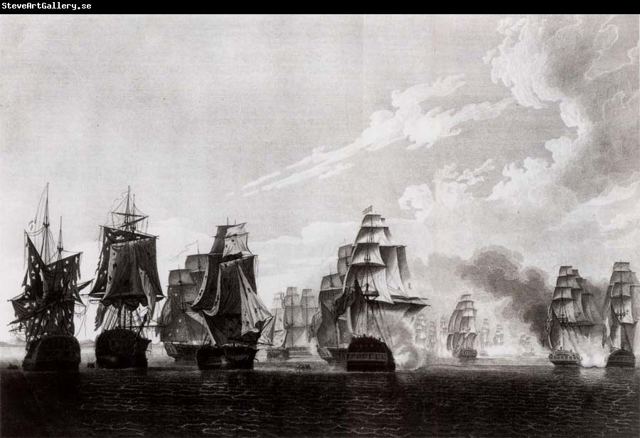 Thomas Pakenham Admiral Warren-s ships pounding the Brest fleet of Genceral Hardy after intercepting it off Lough Swilly